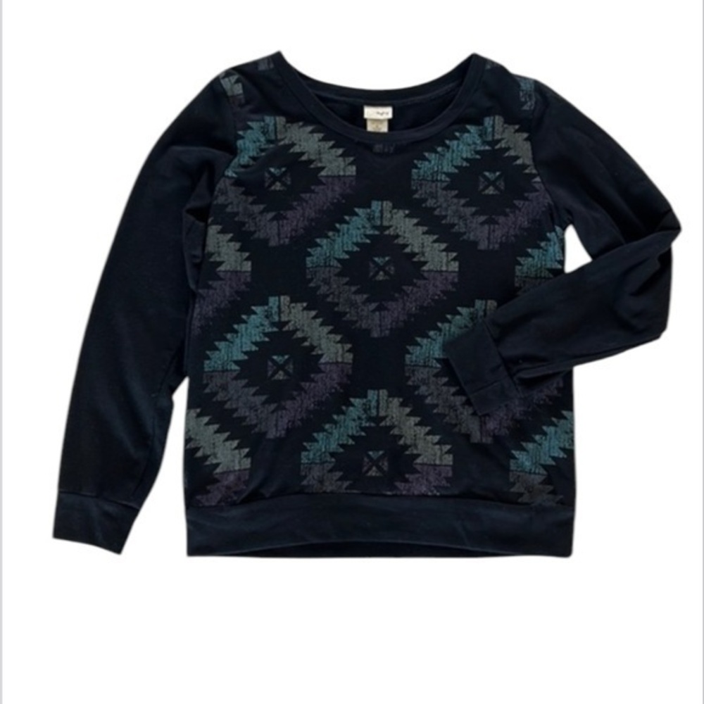 Daytrip size medium Aztec printed sweatshirt black purple blue